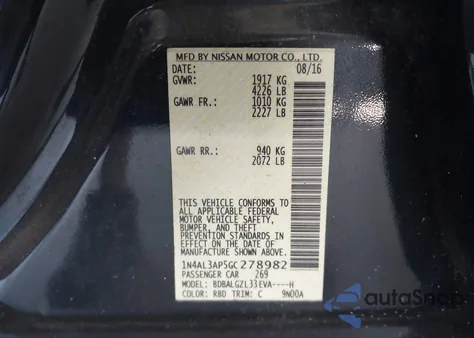 2016 Nissan Altima 2.5 S from USA, damaged, VIN 1N4AL3AP5GC278982